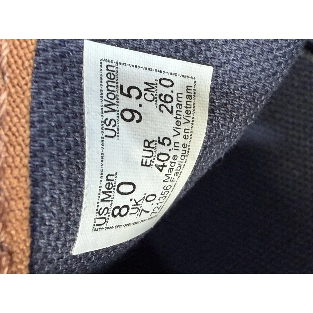 Vans Era 59 Black Canvas Brown Leather Trim Sneakers Men's 8 Women's 9.5 Casual